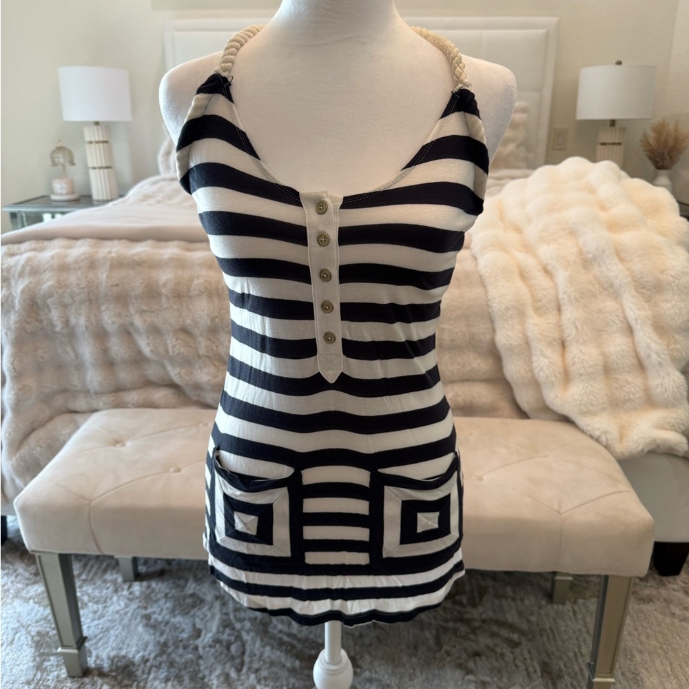 Striped Nautical Tank Top with Rope Straps